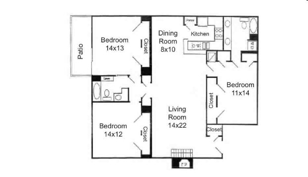 3x2G 1430sf 0612 floor plan